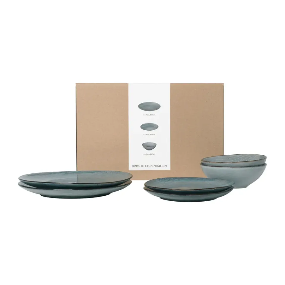 Discount Broste Copenhagen Nordic Sea dinner set for two, 6 pieces Blue