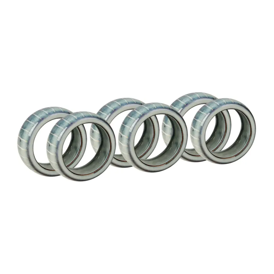 Clearance Broste Copenhagen Nordic Sea napkin ring 6-pack, Soft Blue