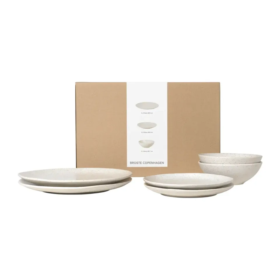 Table Settings & Starter Sets^Broste Copenhagen Nordic Vanilla dinner set for two, 6 pieces Beige