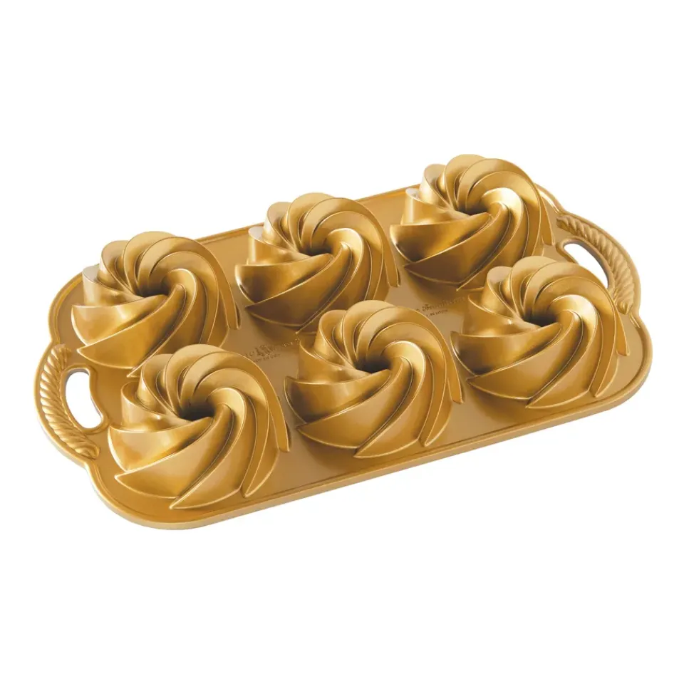 Cookie/Biscuit Cutters & Cake Tins^Nordic Ware heritage bundtlette baking tin gold, 0.9 L Gold-coloured