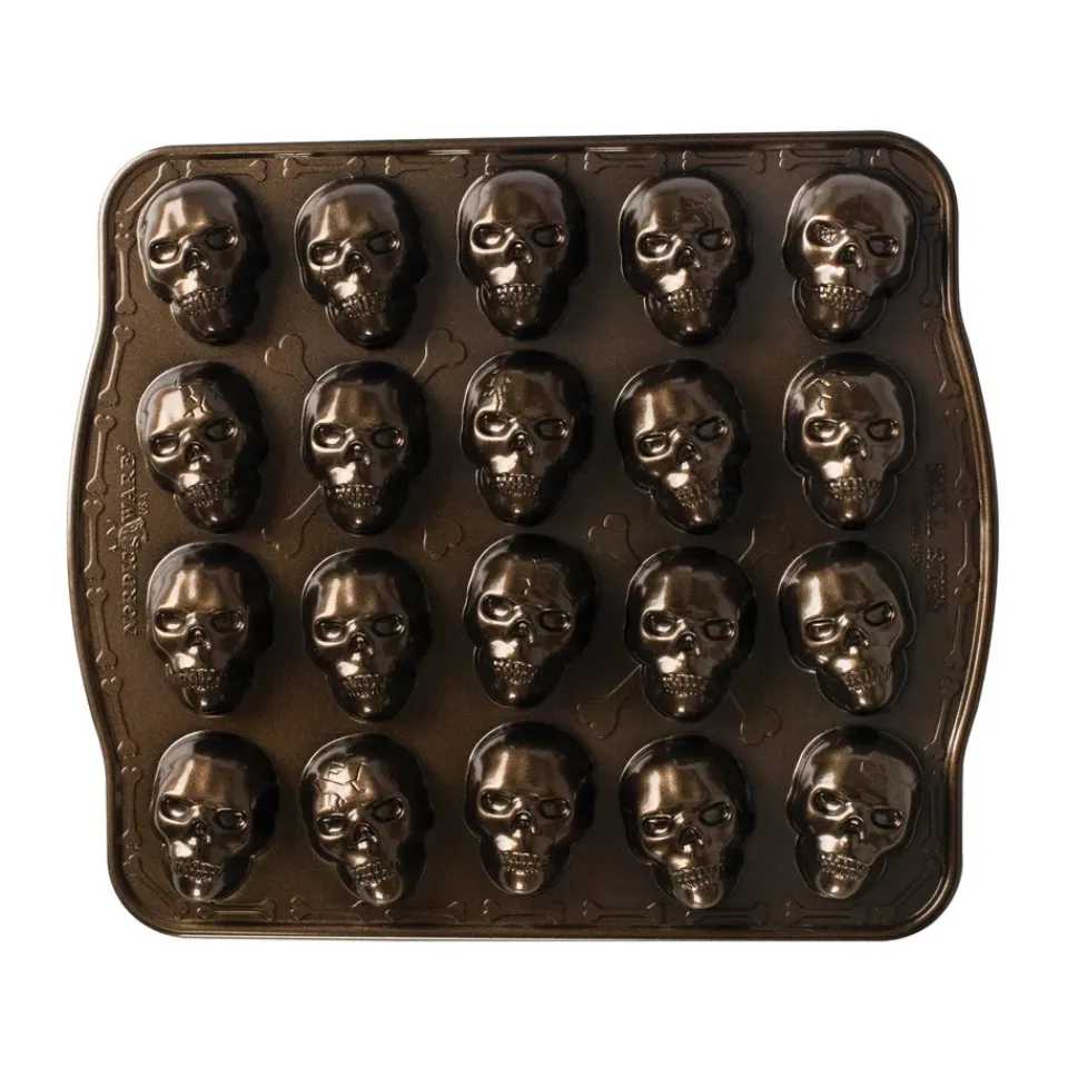 Nordic Ware Skull Bites baking tin, Bronze Brown