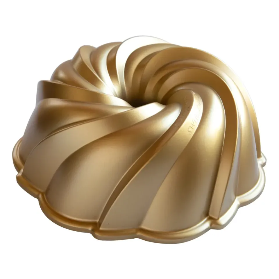 Cookie/Biscuit Cutters & Cake Tins^Nordic Ware swirl bundt baking tin, 2.4 L Gold-coloured