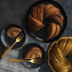 Nordic Ware 75th anniversary braided bundt baking tin, 2.4 L Gold-coloured