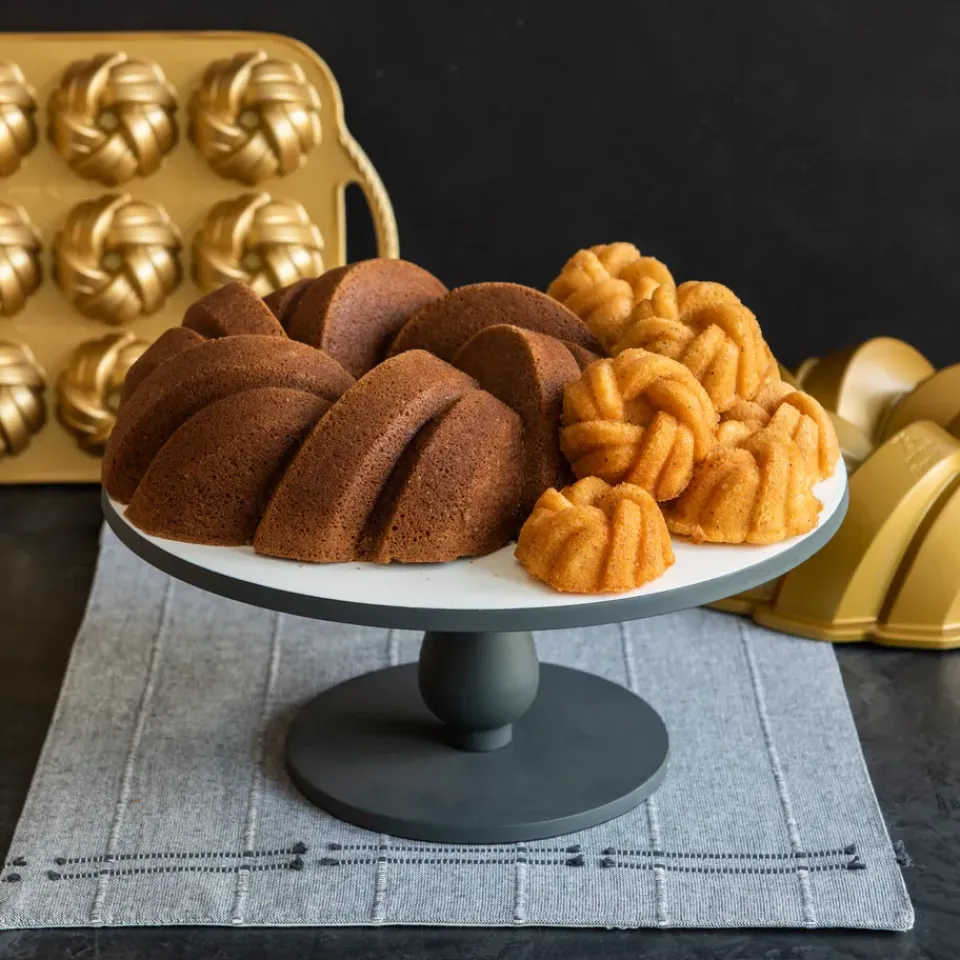 New Nordic Ware 75th anniversary braided bundt baking tin, 0.72 L mini Gold-coloured