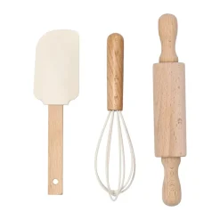 Nordwik baking utensils in silicone for children 3-pieces, Cream BeigeBrown
