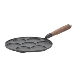 Cast Iron Pans^Nordwik cast iron griddle pan with wooden handle, 25.5 cm Black