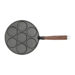 Cast Iron Pans^Nordwik cast iron griddle pan with wooden handle, 25.5 cm Black