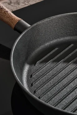 Grill & Griddle Pans|Cast Iron Pans^Nordwik cast iron grill pan with wooden handle, 28 cm Black