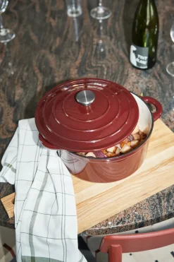 New Nordwik cast iron pot round 5 l, Burgundy Red