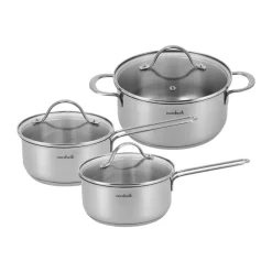 Clearance Nordwik cookware set with glass lids, 3 parts Silver-coloured