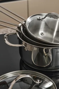 Clearance Nordwik cookware set with glass lids, 3 parts Silver-coloured