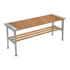 Benches^Essem Design Nostalgi bench 100 cm, Bamboo-aluminium BrownSilver-coloured
