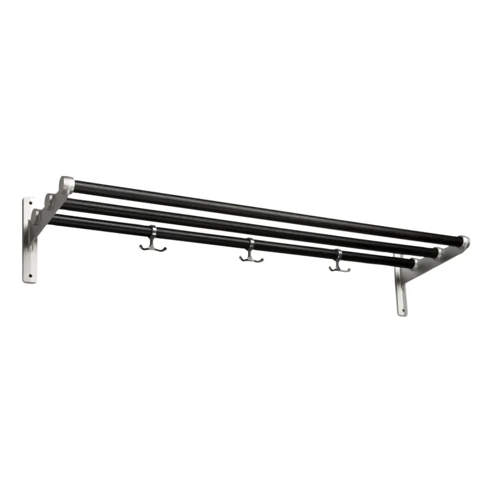 Hat Rack & Hat Shelves|Hat Rack & Hat Shelves^Essem Design Nostalgi hat shelf/ shoe shelf, Black oiled oak-aluminum BlackSilver-coloured