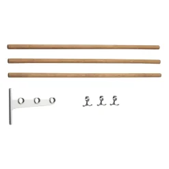 Online Essem Design Nostalgi inbuilt hat rack, shoe rack, Bamboo-aluminium BrownSilver-coloured
