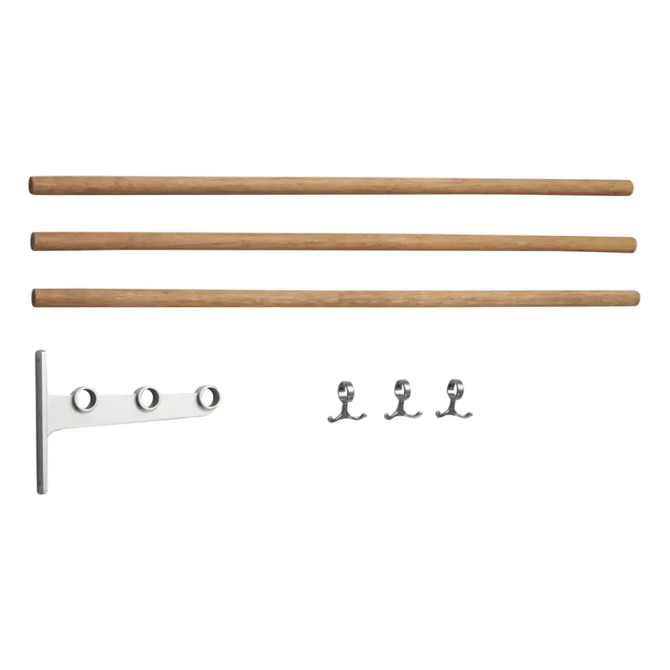 Online Essem Design Nostalgi inbuilt hat rack, shoe rack, Bamboo-aluminium BrownSilver-coloured