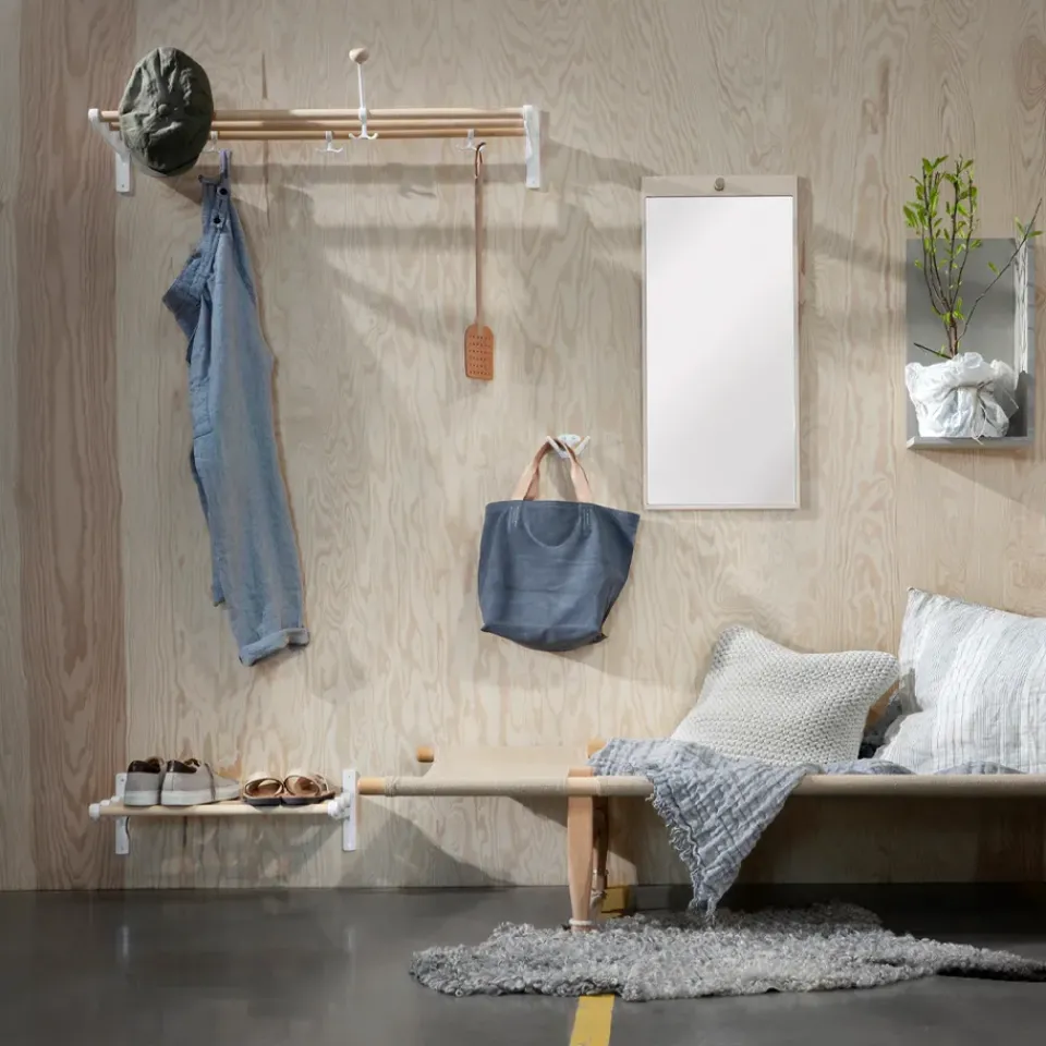 Hat Rack & Hat Shelves|Hat Rack & Hat Shelves^Essem Design Nostalgi Shoe or hat shelf, Birch, white stand Beige