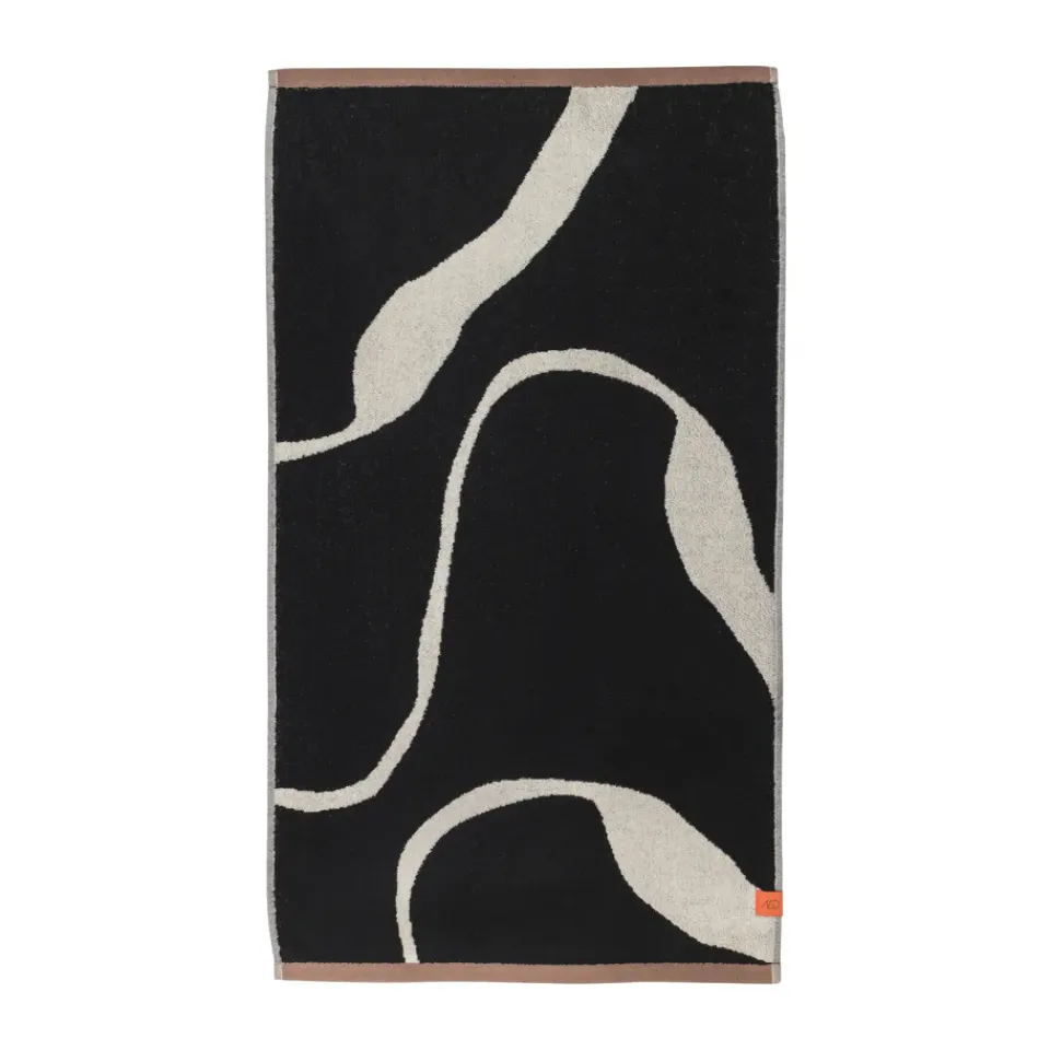 New Mette Ditmer Nova Arte bath towel 70x133 cm, Black-off white BlackWhite