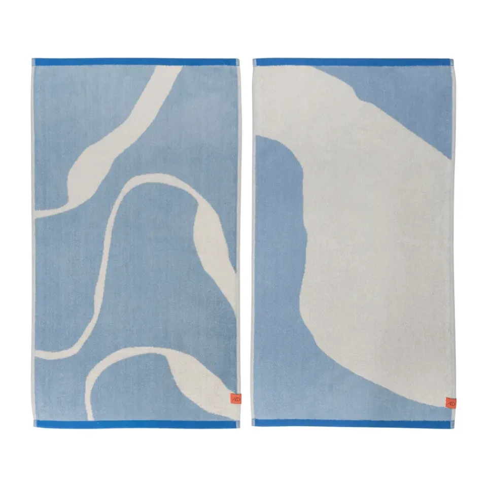 Clearance Mette Ditmer Nova Arte guest towel 40x55 cm 2-pack, Light blue-off-white BlueWhite