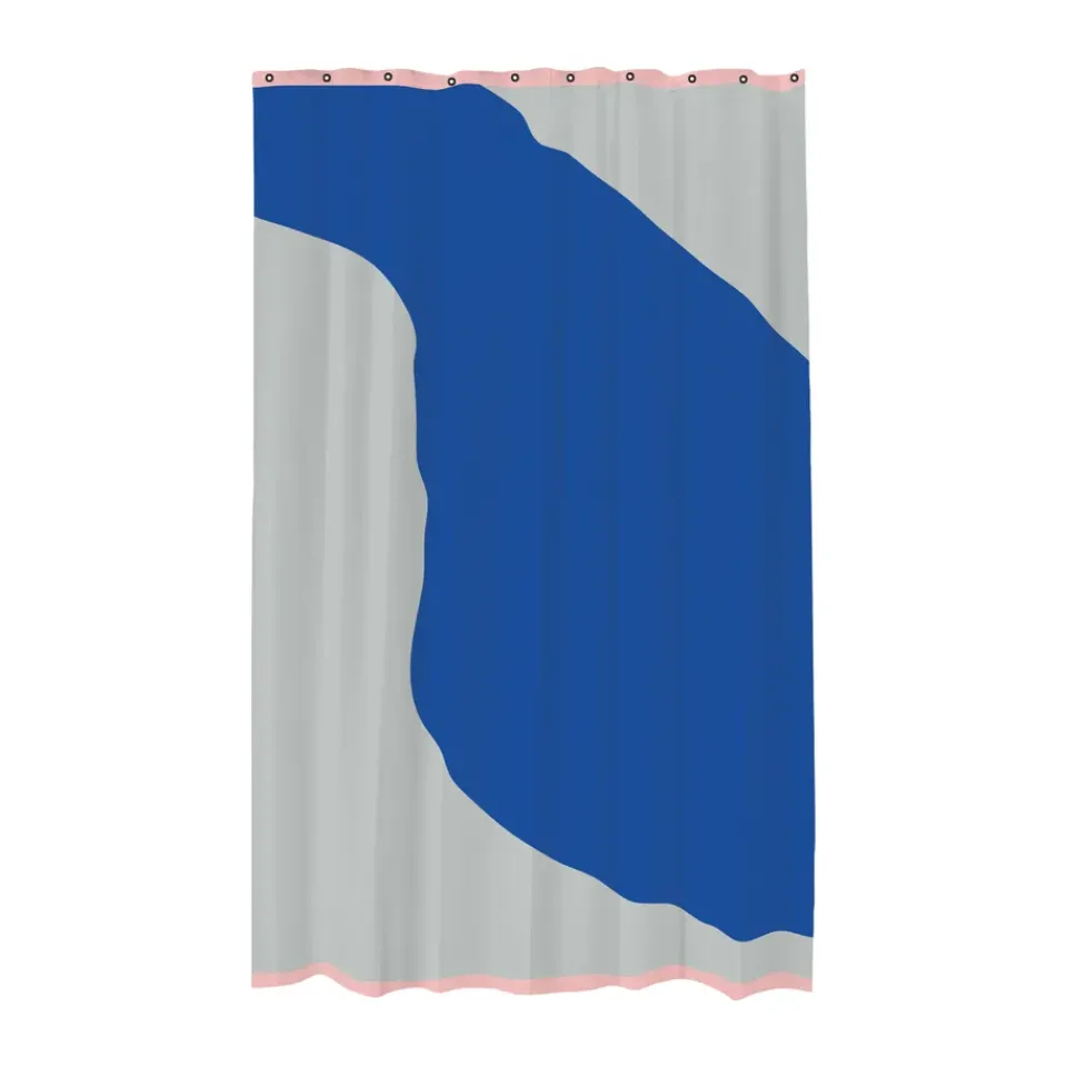 Outlet Mette Ditmer Nova Arte shower curtain 150x200 cm, Light Grey-cobalt Blue