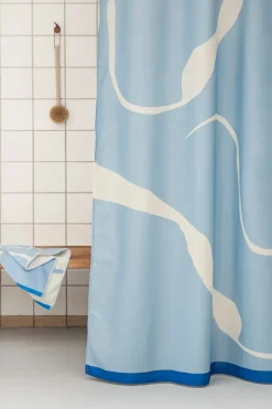 Shower Curtains^Mette Ditmer Nova Arte shower curtain 150x200 cm, Light blue-off-white BlueWhite
