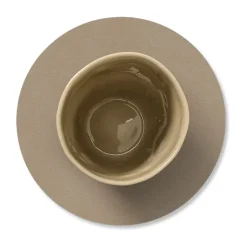 Coasters^LIND DNA Nupo coaster circle, Clay brown Beige