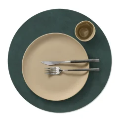Placemats^LIND DNA Nupo placemat circle reversible XL 1 pcs, Dark -olive Green