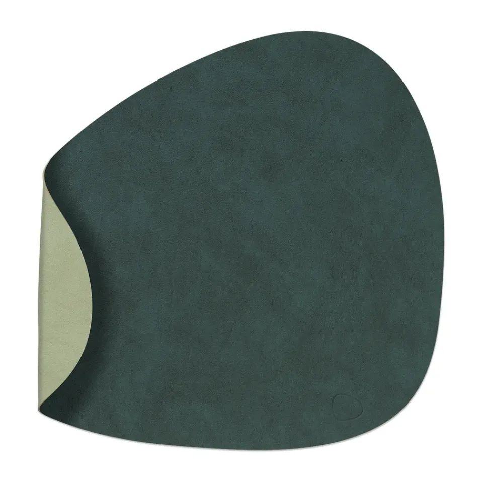 Clearance LIND DNA Nupo placemat reversible curve L 1 pc, Dark -olive Green