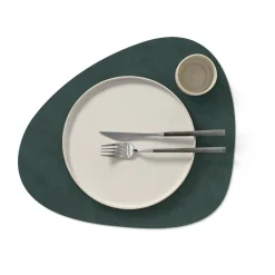 Clearance LIND DNA Nupo placemat reversible curve L 1 pc, Dark -olive Green