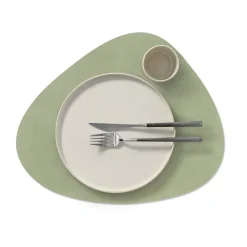 Clearance LIND DNA Nupo placemat reversible curve L 1 pc, Dark -olive Green