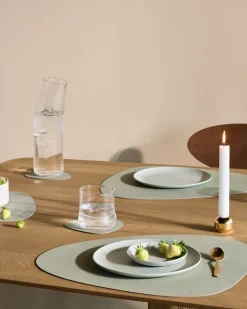 Clearance LIND DNA Nupo placemat reversible curve L 1 pc, Dark -olive Green