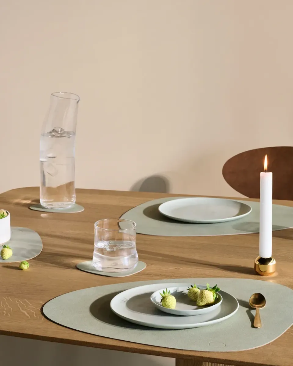 Clearance LIND DNA Nupo placemat reversible curve L 1 pc, Dark -olive Green