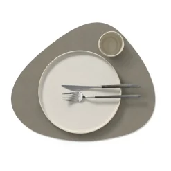 LIND DNA Nupo placemat reversible curve L 1 pc, Linen-Flint Grey