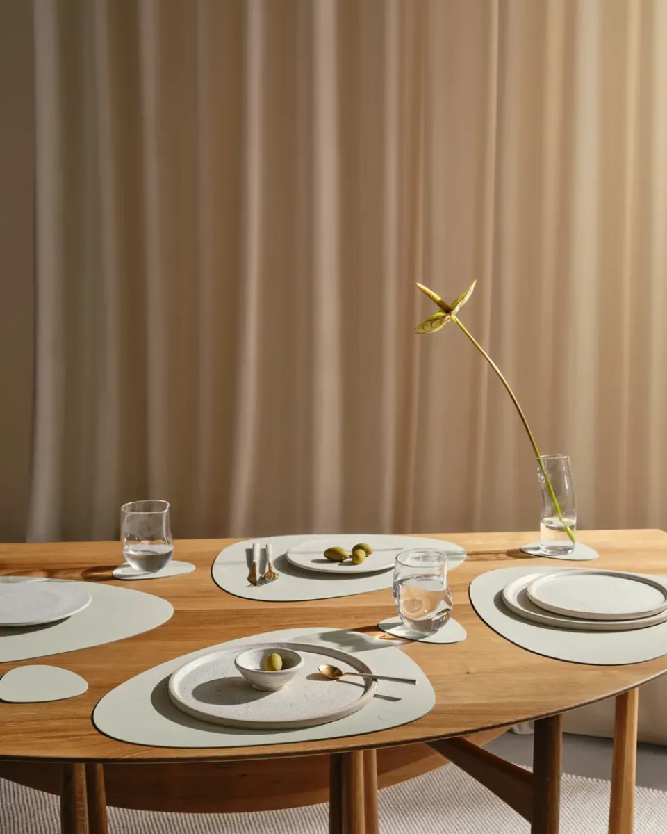 LIND DNA Nupo placemat reversible curve L 1 pc, Linen-Flint Grey