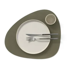 New LIND DNA Nupo placemat reversible curve L 1 pc, Army green-nature GreenBrown