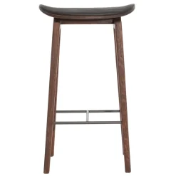 NORR11 NY11 barstool leather cushion dark smoked oak 65 cm, Spectrum Black