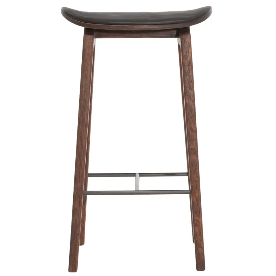 NORR11 NY11 barstool leather cushion dark smoked oak 65 cm, Spectrum Black