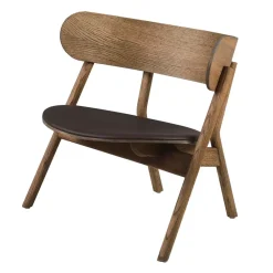 Armchairs & Footstools^Northern Oaki lounge chair leather seat, Smoked oak BrownBlack