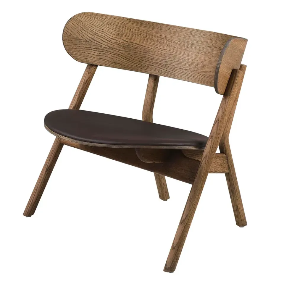 Armchairs & Footstools^Northern Oaki lounge chair leather seat, Smoked oak BrownBlack