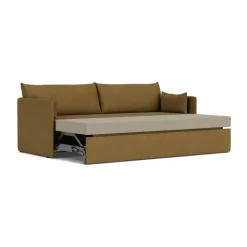 Clearance Audo Copenhagen Offset sofa bed 3 seater, Audo Bouclé 06 Gold-coloured