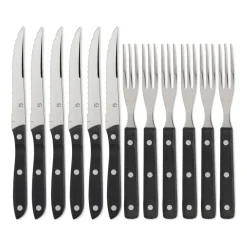 Clearance Gense Old Farmer black cutlery 12 pieces, 12 pieces Silver-colouredBlack