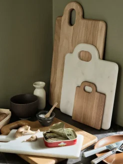 Clearance Broste Copenhagen Olina cutting board 26x30 cm, marble White