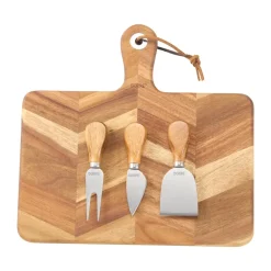 Online Dorre Ollie Cheese Tray herringbone pattern 4 pieces, FSC Acacia Brown