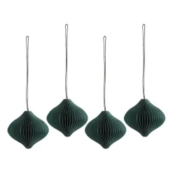 Christmas Decorations^Scandi Living Onion baubles 4-pack, Forest Green
