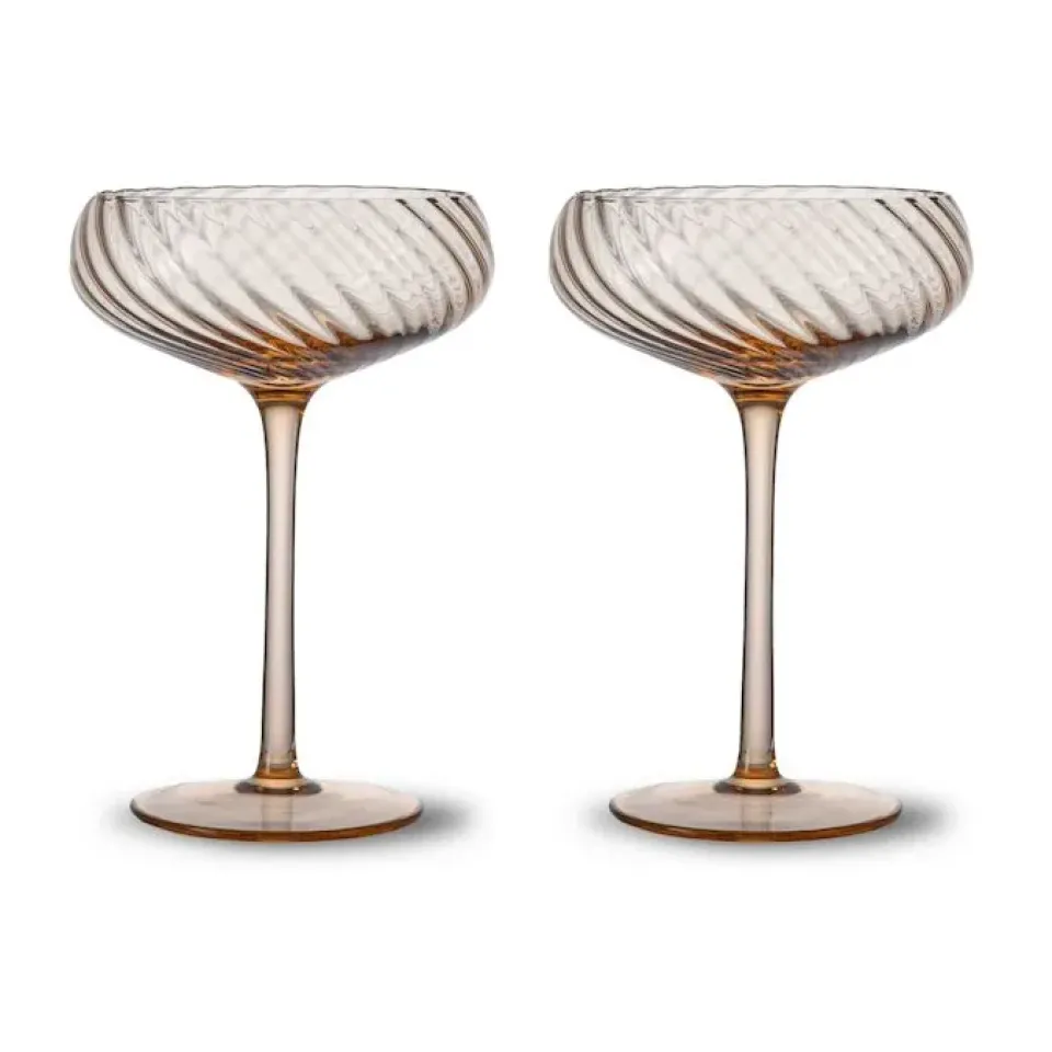 Champagne Glasses^Byon Opacity champagne coupe 300 ml 2-pack, Peach. Brown