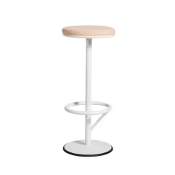 Discount SMD Design Orbit barstool high, lacquer matte, light brown leather White