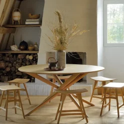 Stools^Ethnicraft Osso stool 48x50 cm, Hardwax oiled oak Beige