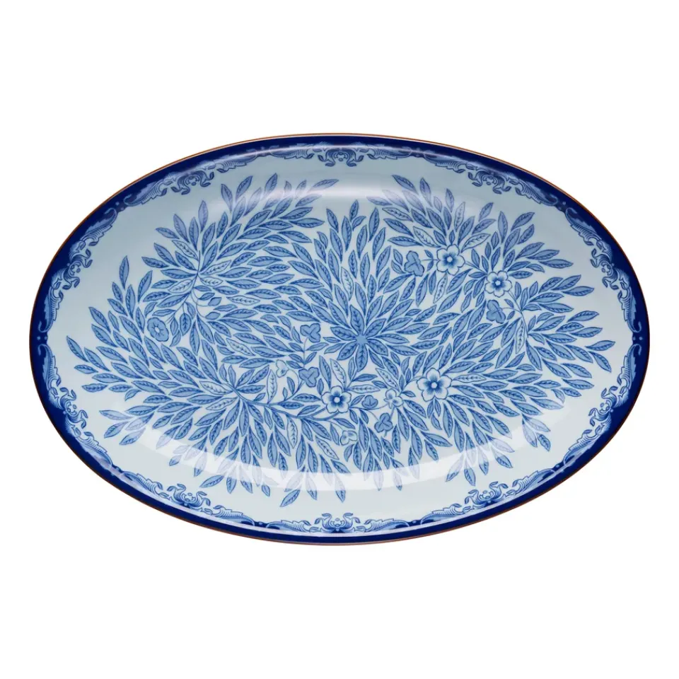 Serving Platters & Dishes^Rörstrand Ostindia Floris oval serving plate, 22x33 cm WhiteBlue