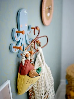 Hot Bloomingville Oswall coat hanger Octopus, 6 hooks BlueBrown