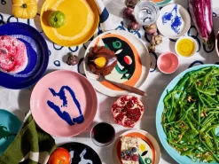 Deep Plates^Serax Ottolenghi Feast deep plate Ø22 cm 2-pack, Dark stripes-white Blue