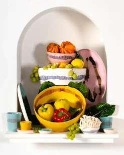 Salad Bowls^Serax Ottolenghi Feast salad bowl Ø27,5 cm, stripes-red Yellow